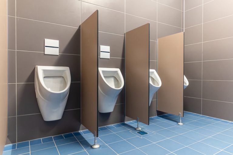 CT13-1 Schamwand 450x1400 mm, Dekor Cappuccino 0319, Klammerfuß Aluminium, Aluminium EV1 eloxiert (Chemnitzer Trennwände, WC-Trennwand Hersteller, WC-Trennwände, Trennwandsysteme, Toilettentrennwände, Sanitärtrennwände)